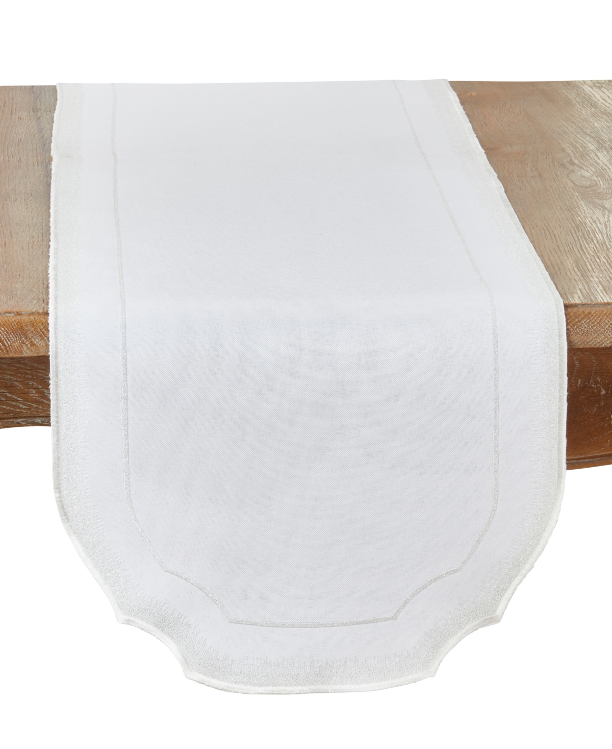 Saro Lifestyle Elegant Embroidery Detail Table Runner, 16" X 70" In Silver
