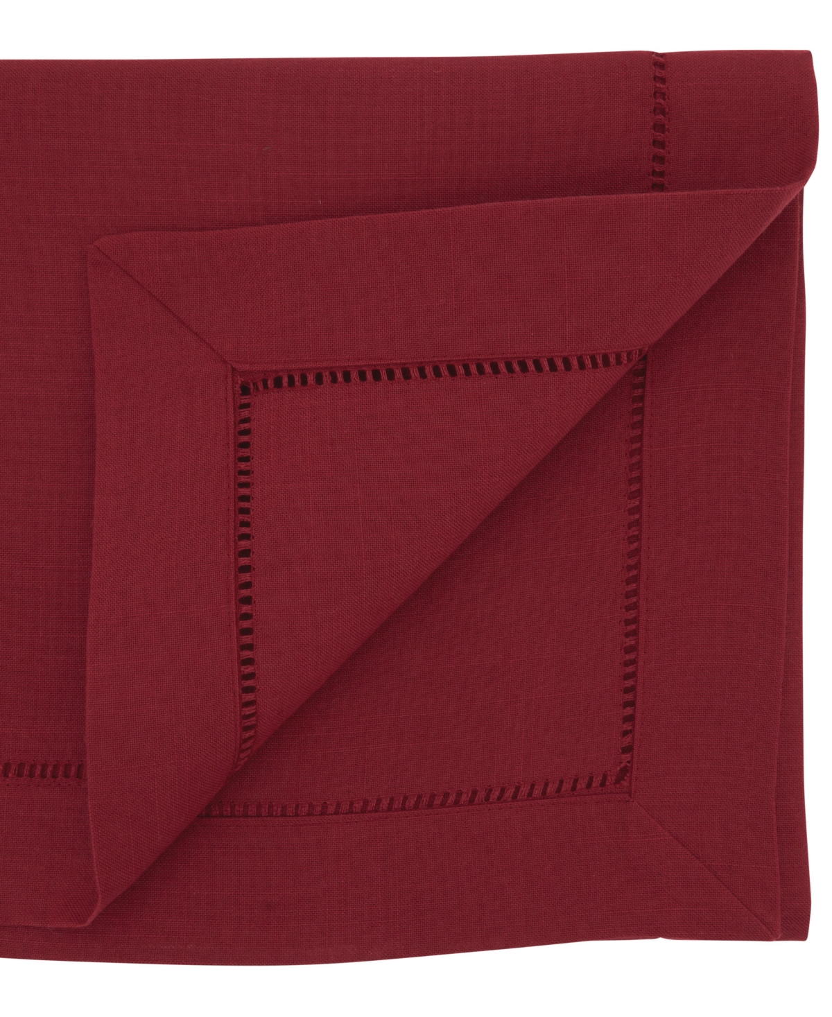 Saro Lifestyle Hemstitched Border Table Runner, 16" X 54" In Burgundy