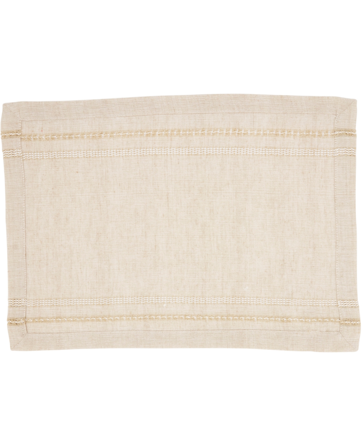 Saro Lifestyle Leno Stripe Elegance Placemat, Set Of 4 In Natural