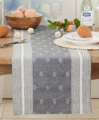 Diamond Patterned Woven Stripe Table Runner, 16" x 72"