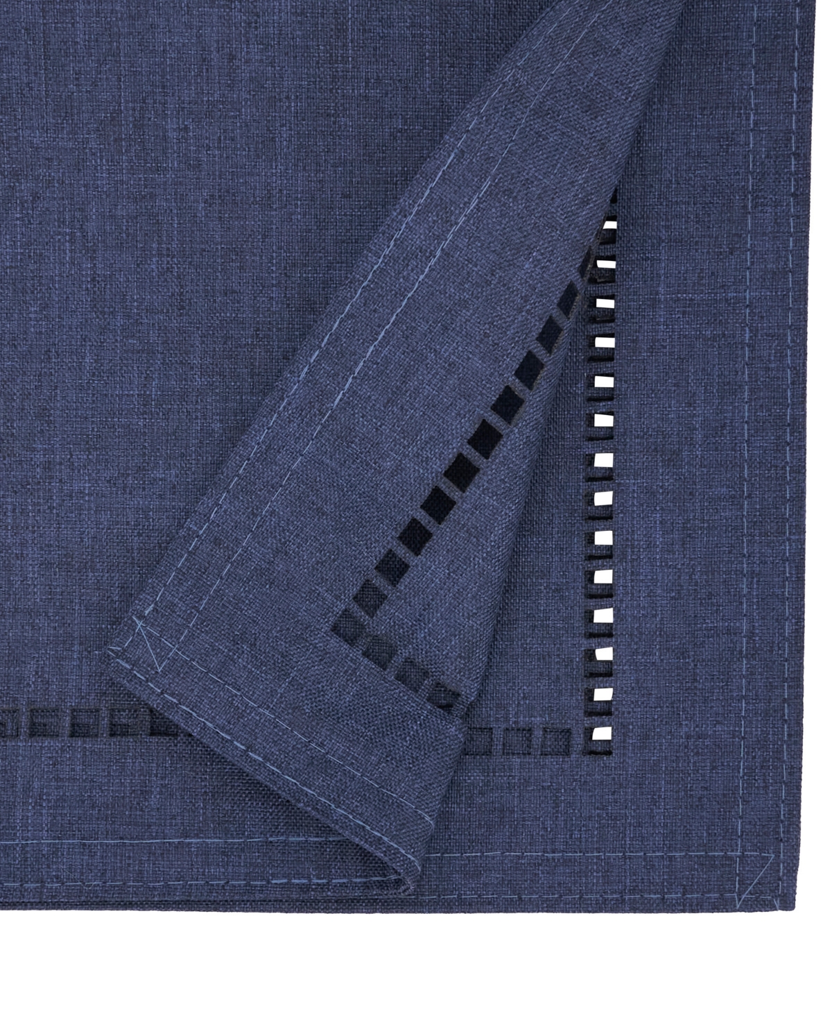 Saro Lifestyle Laser-cut Hemstitch Table Runner, 14" X 108" In Navy Blue