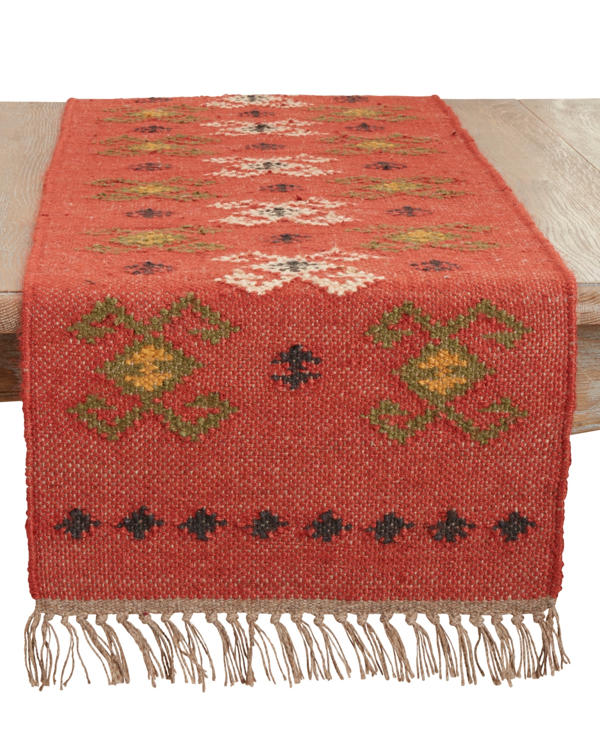 Saro Lifestyle Rustic Charm Kilim Table Runner, 16" X 72" In Multi