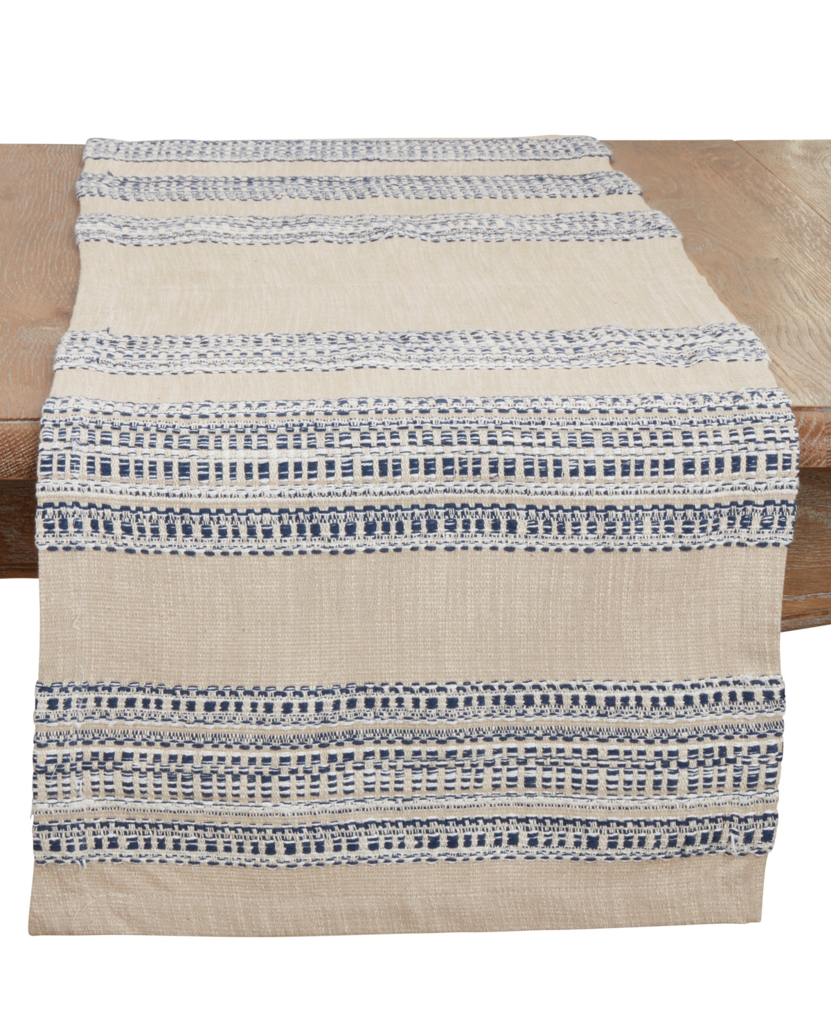 Saro Lifestyle Refined Style Stripe Table Runner, 16" X 72" In Blue