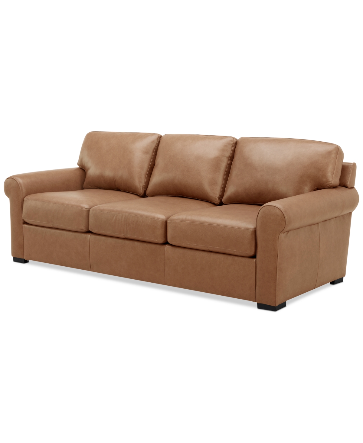 Macy's Radley 86" Leather Roll Arm Sofa, Exclusively At  In Light Natural