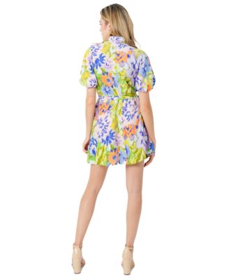 Женское платье-рубашка с пышными рукавами и принтом от Сэма Эдельмана