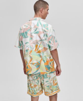 Men's Short-Sleeve Slick Play Camp Collar Shirt, Exclusively at Macy's