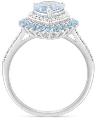 EFFY&reg; Aquamarine (1-3/8 ct. t.w.), Blue Topaz (3/8 ct. t.w.) & Diamond (5/8 ct. t.w.) Ring in 14k White Gold
