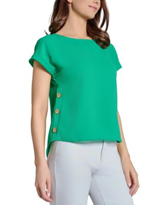 Jones New York Womens Short Sleeve Button Detail Top 13190₽
