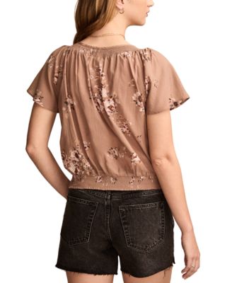 Женский топ с развевающимися рукавами и завязкой спереди от бренда Lucky Brand