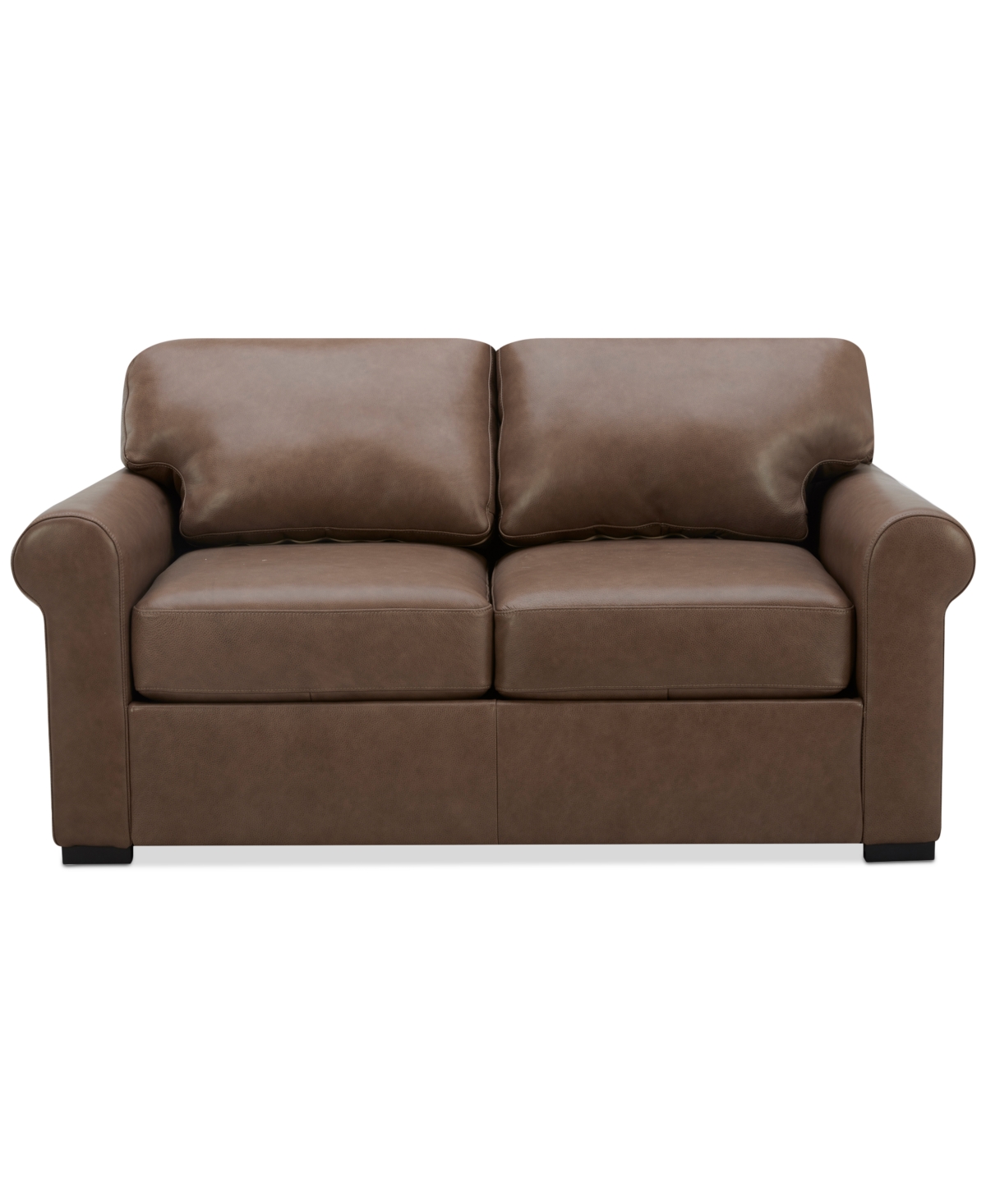 Macy's Radley 61" Leather Roll Arm Loveseat, Exclusively At  In Light Grey