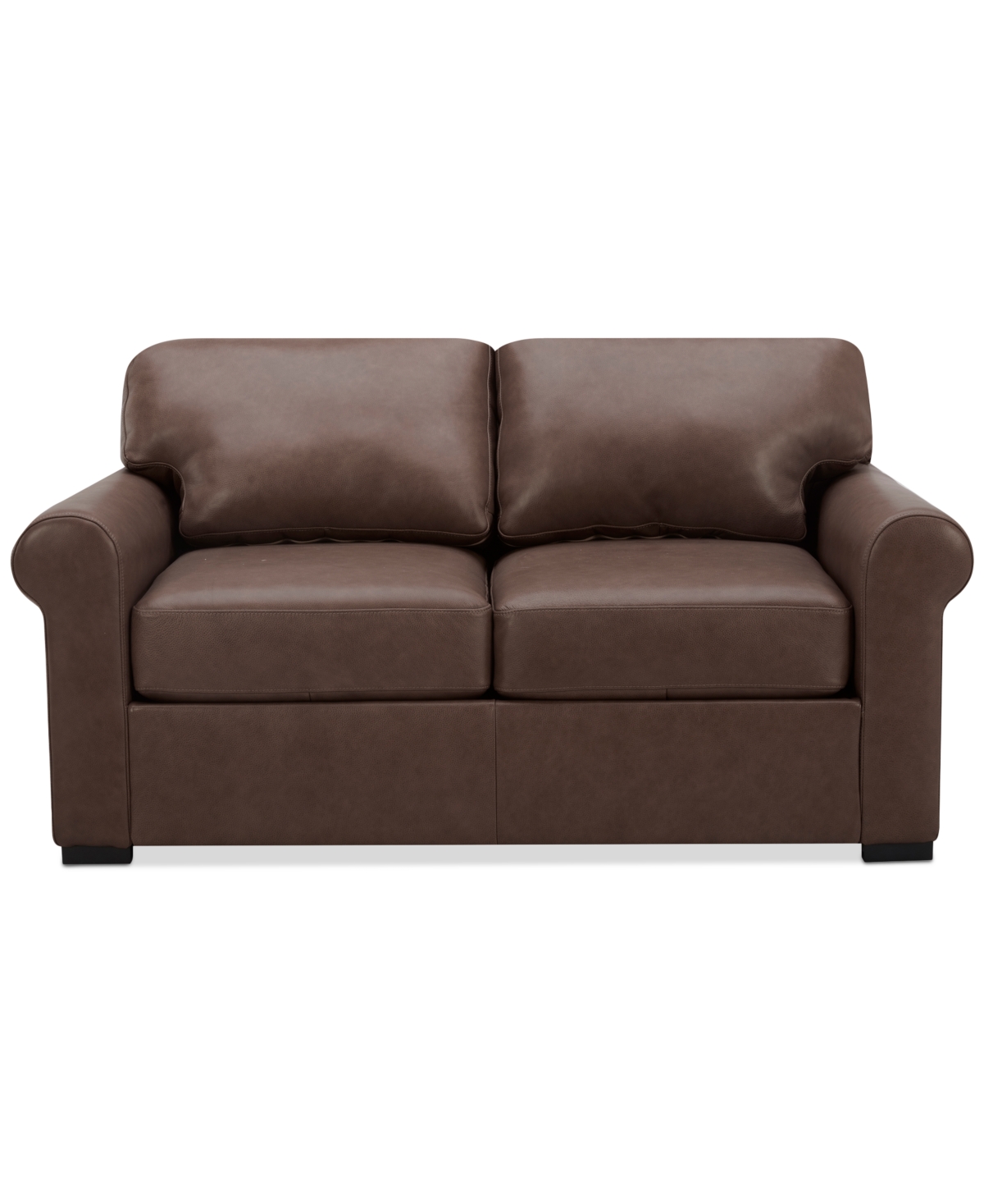 Macy's Radley 61" Leather Roll Arm Loveseat, Exclusively At  In Chocolate