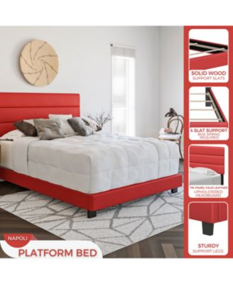 Napoli Leather Upholstered Platform Bed Frame with Tri-Panel Adjustable Headboard - Boyd Sleep