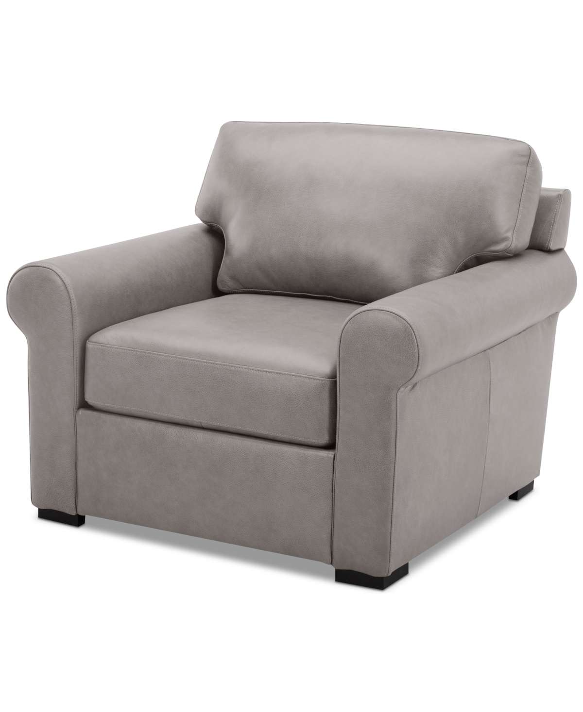 Macy's Radley 38" Leather Roll Arm Chair, Exclusively At  In Ash