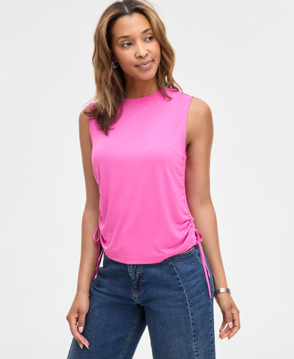 On 34th Women's Side-cinched Muscle Tank, Created For Macy's In Pink Dazzle
