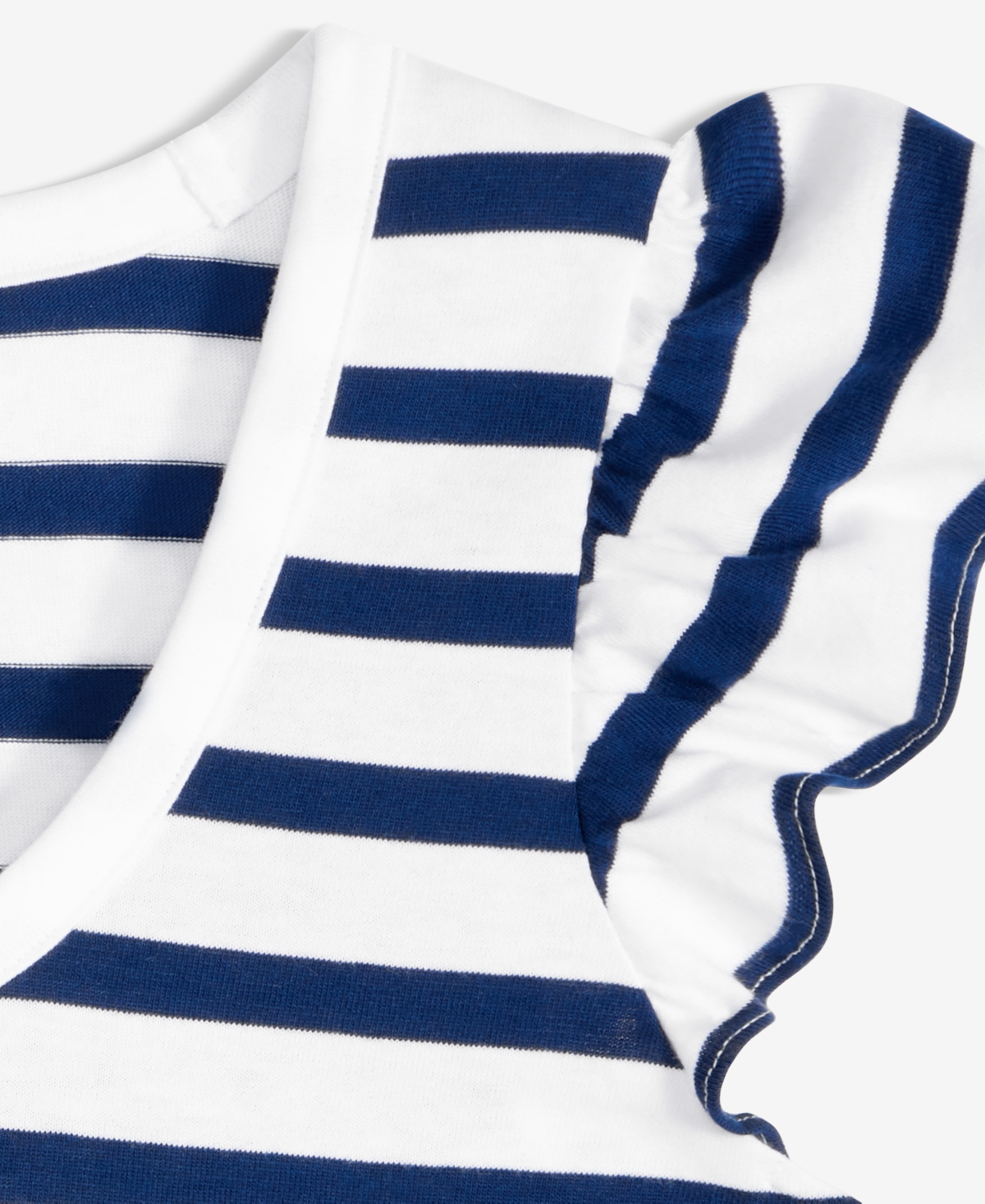 On 34th Women's Striped Flutter-sleeve Voop-neck T-shirt, Exclusively At Macy's In Blazing Navy