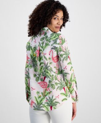 売れ筋商品|||チャータークラブ カットソー トップス レディース Petite Palm Beach Linen Shirt, Exclusively at Macy's Palm Beach Charter Club Petite 100% Linen Palm Beach Linen Shirt