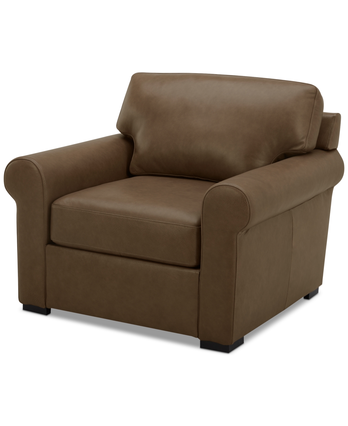 Macy's Radley 38" Leather Roll Arm Chair, Exclusively At  In Sand