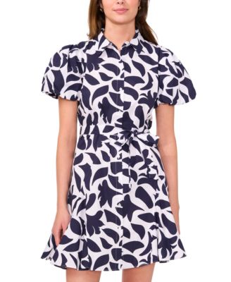 Женское хлопчатобумажное платье-рубашка с пышными рукавами и принтом MSK для женщин