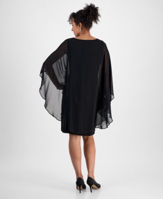Connected Women's Embellished Keyhole Chiffon Overlay Sheath