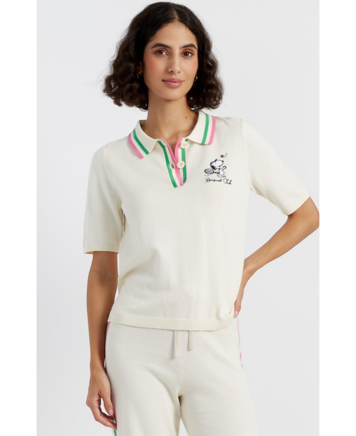 Chinti and Parker Women's Chinti & Parker Cotton Peanuts Racquet Club Polo - Cream