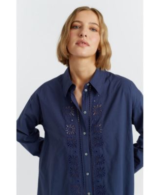 Women's Cotton Broderie Shirt Dress