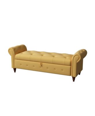 Upholstered Storage Bench with Rolled Arms