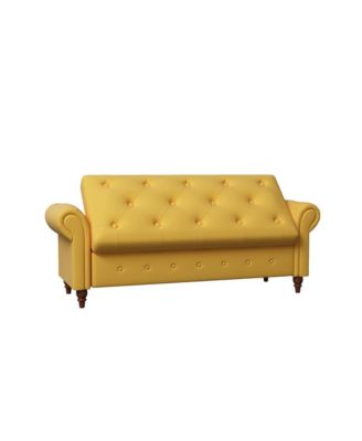 Upholstered Storage Bench with Rolled Arms