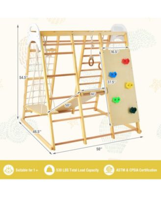 8-in-1 Wooden Jungle Gym Playset with Slide and Monkey Bars For Outdoor Play