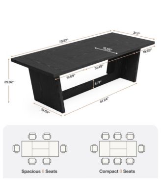 70.87-Inch Dining Room Table for 6-8 People, Rectangular Farmhouse Kitchen Table with Solid Pedestal