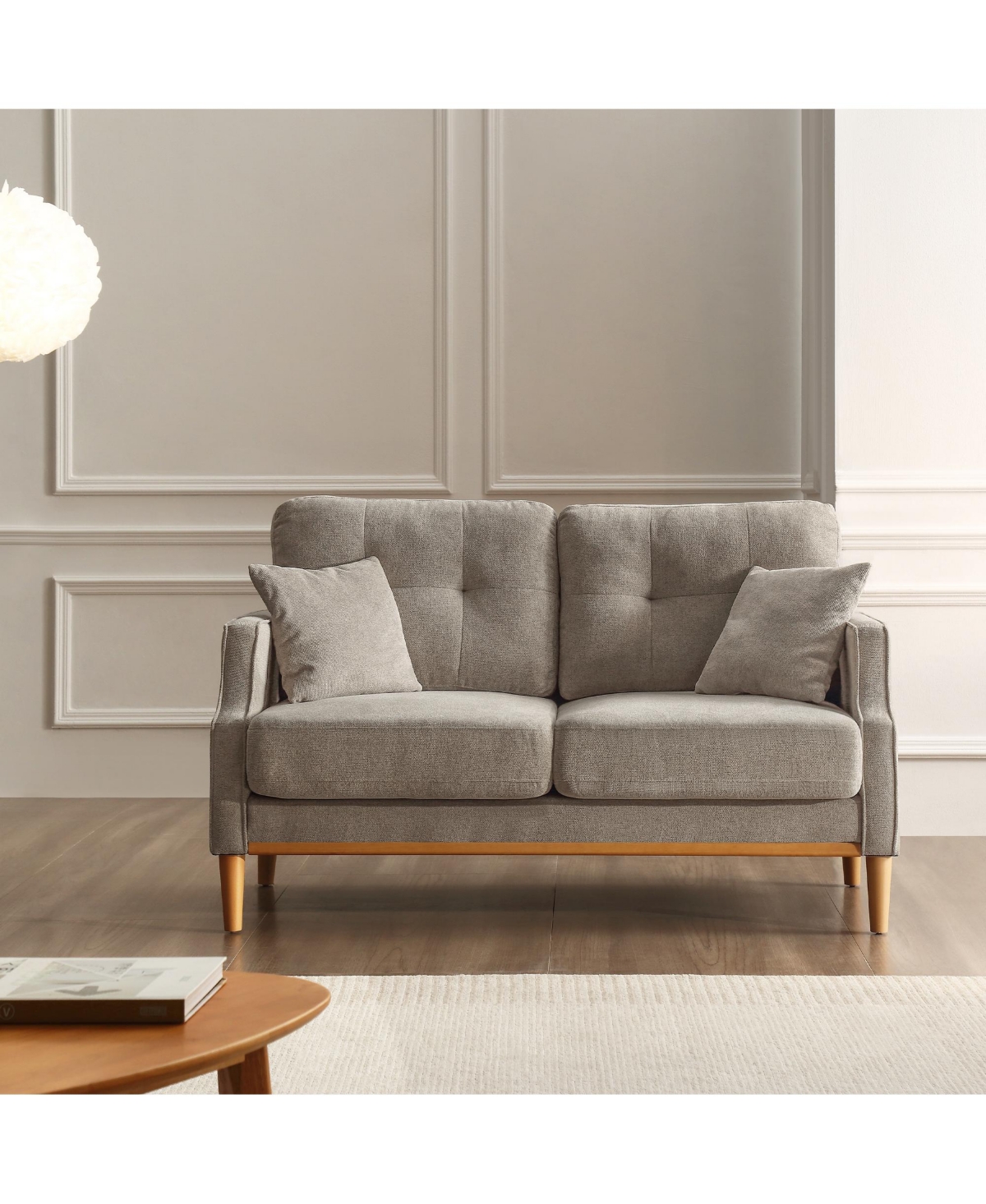 Living Space Sofa 2 Seater ,Loveseat With Waterproof Fabric Cream , Usb Charge - Cream