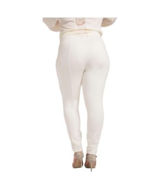 Plus Size Women's Stretch Sheer Panel Ponte Legging