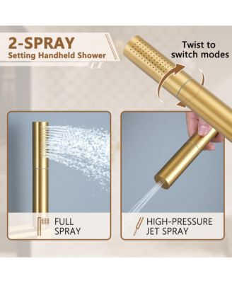 4 Functions DIY Shower Faucet Set Free Combination Main Body Ceiling Rain Shower Head with Handheld Shower and Side Body Jets, Matte Black