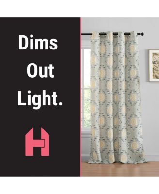 Liam Ogee Ikatt Damask Patterned Window Grommet Curtains Bedroom - Light Blocking Darkening Window Panels, Set of 2 (Grey, 52 W x 96 L)