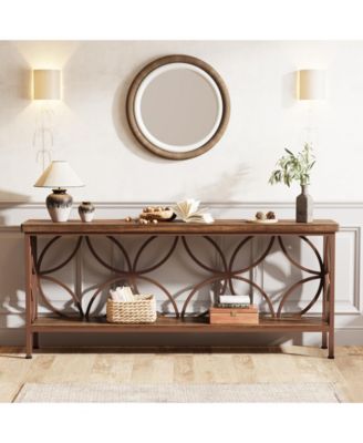 70.9-Inch Narrow Sofa Table, Industrial Long Sofa Table, Entry Console Table with Storage for Entryway, Living Room, Foyer, Unique Design