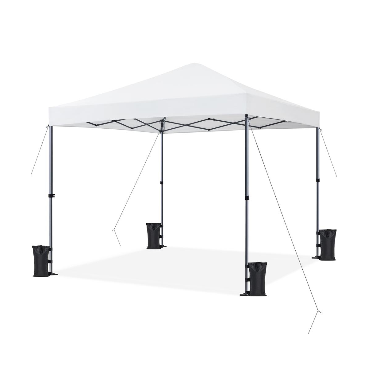 8x8FT Pop-up Canopy with One-Push-To-Lock Setup Mechanism - White