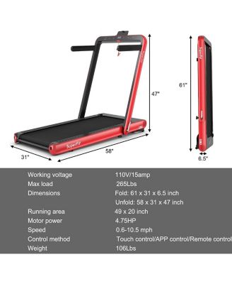 4.75HP 2 In 1 Folding Walking Pad Treadmill with Remote APP Control