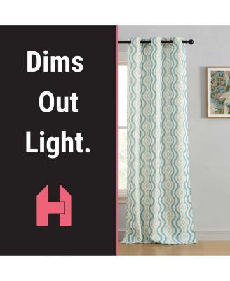 Tanner Ogee Ikatt Damask Patterned Window Grommet Curtains Bedroom - Light Blocking Darkening Window Panels, Set of 2 (Teal Blue, 37 W x 96 L)
