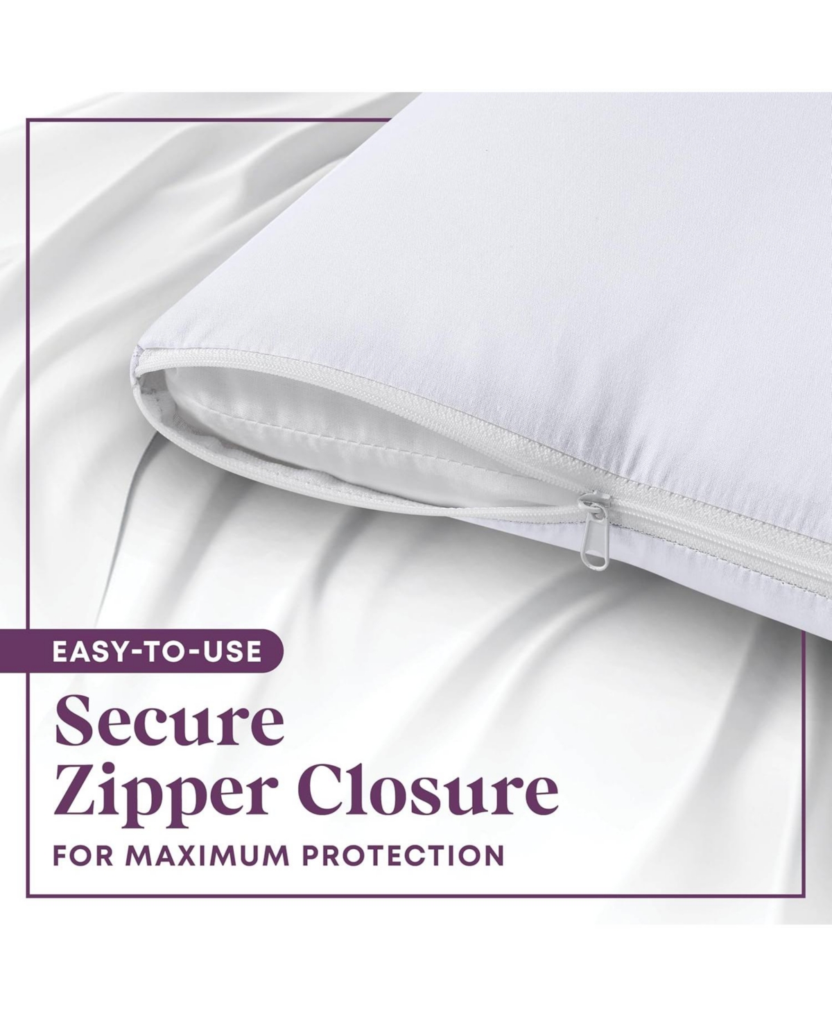 Circles Home 100% Cotton Breathable Pillow Protector with Zipper – White ( Pack