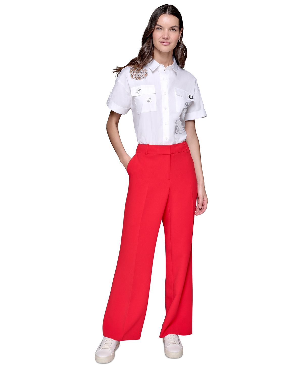 Karl Lagerfeld Women's Bootcut High-rise Pants In Apple