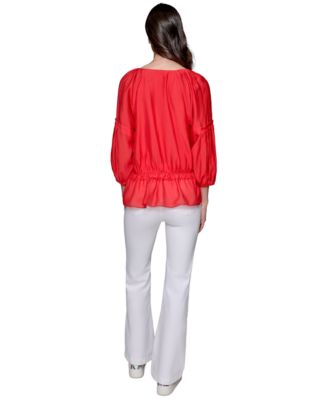 Миниатюрный топ с баской и оборками от KARL LAGERFELD PARIS с V-образным вырезом