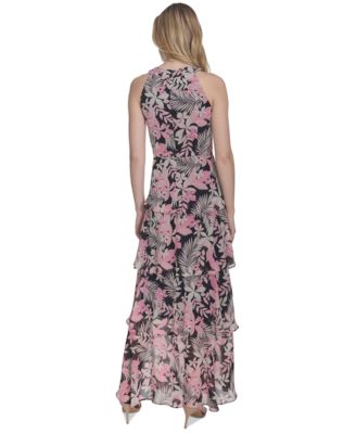 Женское макси-платье на бретелях с цветочными оборками и ярусами от Tommy Hilfiger