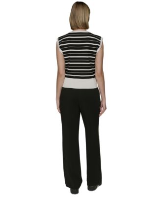 Миниатюрный полосатый свитер без рукавов от КАРЛА ЛАГЕРФЕЛЬДА в ПАРИЖЕ