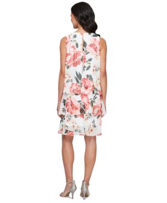 Женское многоярусное шифоновое платье без рукавов с цветочным рисунком SL Fashions