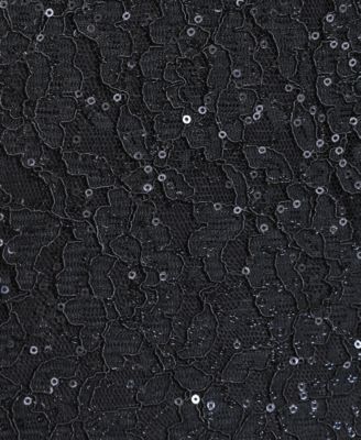 Petite Sequined Lace Cap-Sleeve Dress