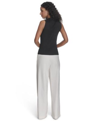 Женский вязаный свитер без рукавов в рубчик с воротником-стойкой от Calvin Klein