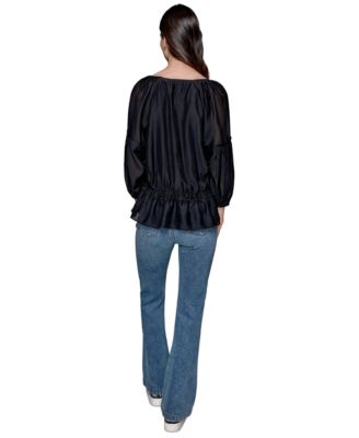 Женский топ с баской и длинными рукавами от КАРЛА ЛАГЕРФЕЛЬДА в ПАРИЖЕ