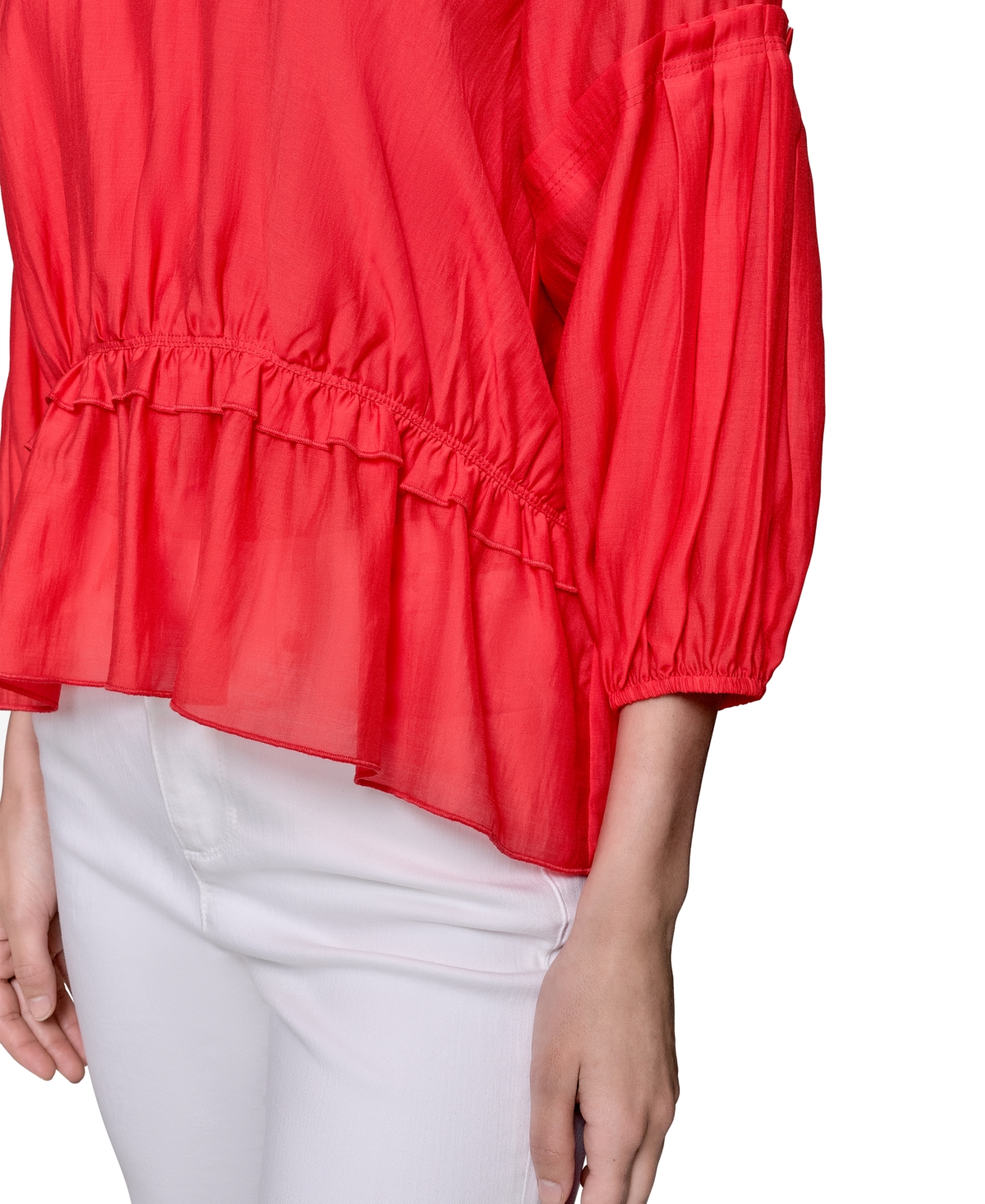 KARL LAGERFELD WOMEN'S TIERED-SLEEVE PEPLUM TOP 