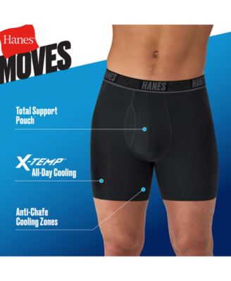 Hanes Hanes Mens 4pk. Мужские трусы-боксеры с поддержкой Ultimate MOVES.