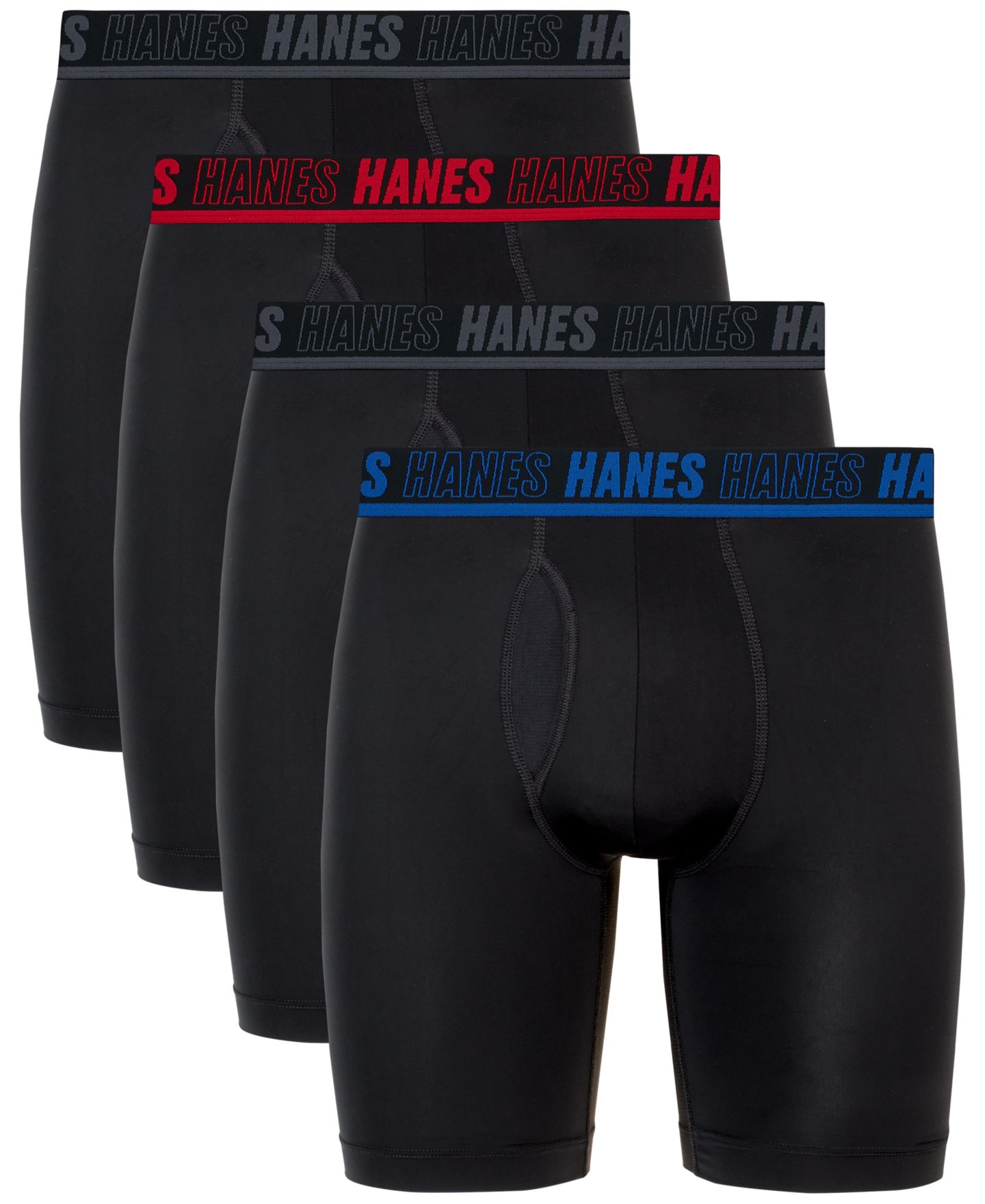 Трусы-боксеры Long-Leg для мужчин, с поддержкой, 4 шт. — Hanes, цвет: Чёрный — фото 1