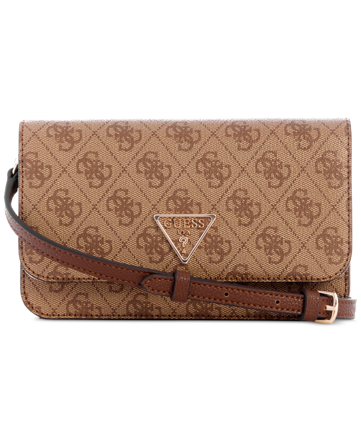 Guess Noelle Flap Organizer Crossbody In Latte Logo